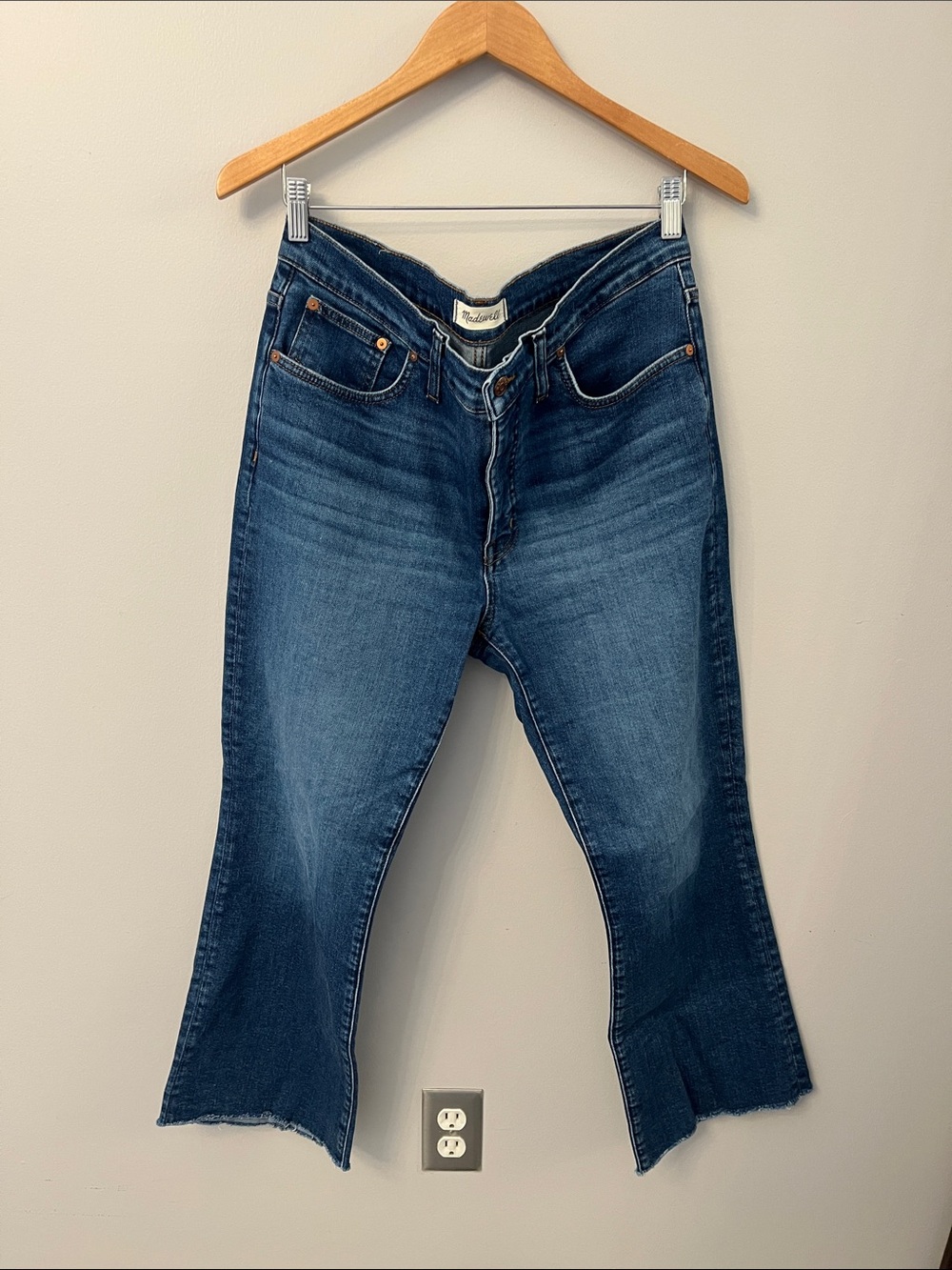 Madewell Dark Blue Cropped Flare Jeans